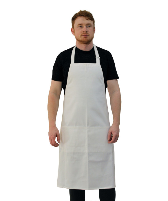 Bib White Apron With 2 Pockets And Cap Combo