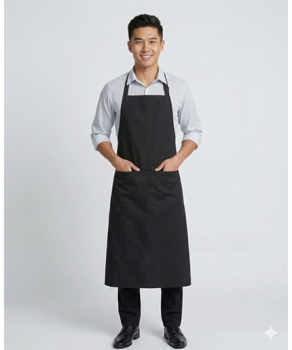 New Bib Black Long 2 Pocket