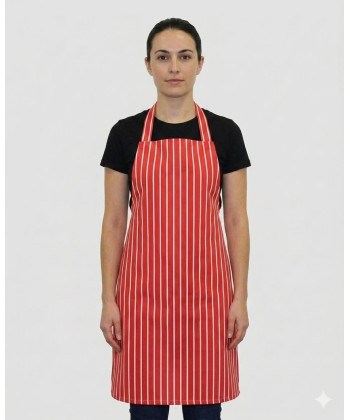 New Red And White Stripe Apron Female