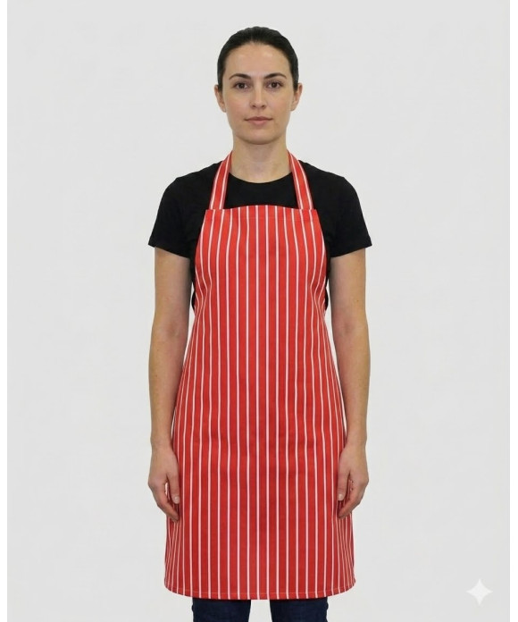 New Red And White Stripe Apron Female