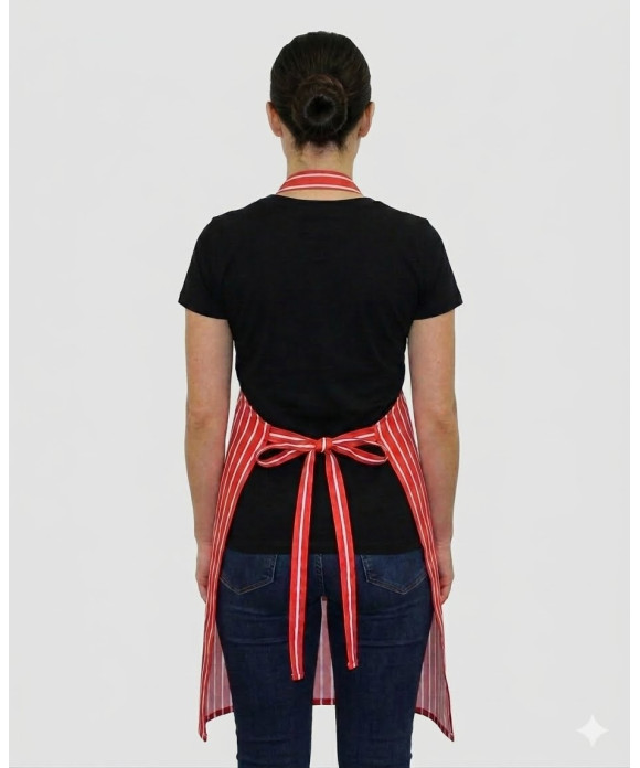 New Red And White Stripe Apron Rear 3