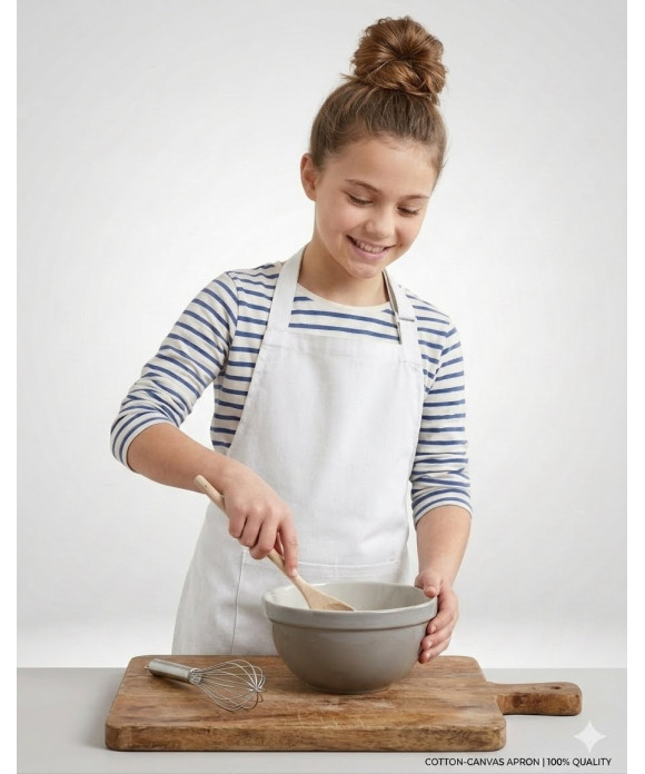 New Childrens White Apron With Spoon